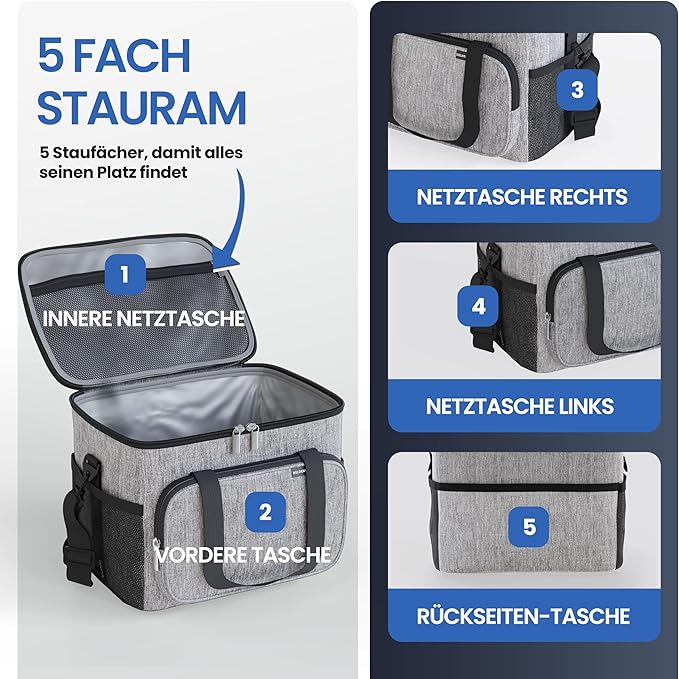 HELDENWERK Grand sac isotherme, pliable, glacière isotherme, sac thermo, étanche et imperméable, sac pique-nique, sac petit déjeuner, sac thermo, sac isotherme - 30 L
