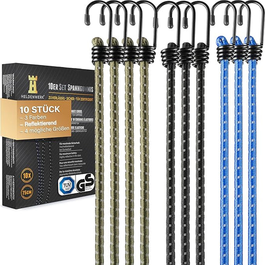Kit d'extensions Heldenwerk - 10 pièces - Très résistant - Réfléchissant - Résistant aux UV - Résistant aux intempéries - Noir