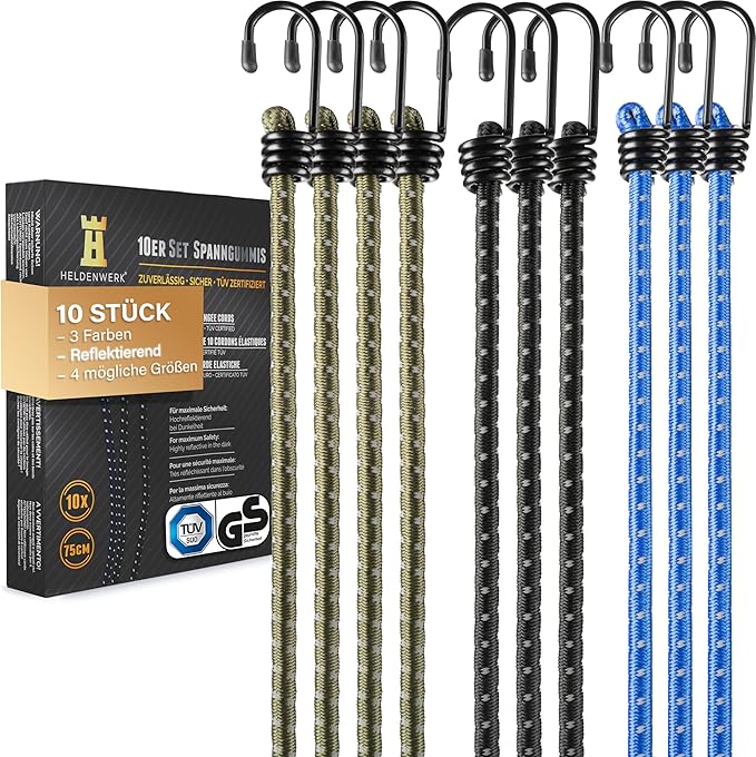 Kit d'extensions Heldenwerk - 10 pièces - Très résistant - Réfléchissant - Résistant aux UV - Résistant aux intempéries - Noir