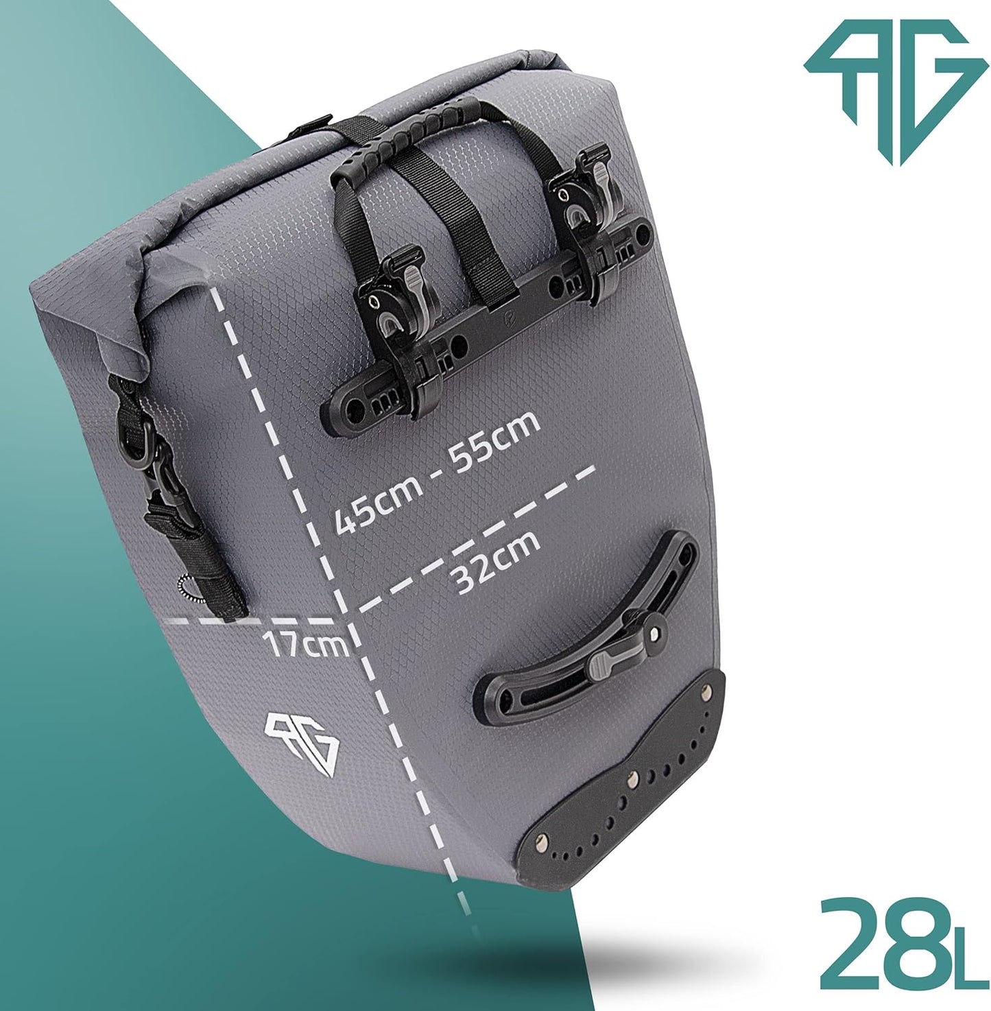 RADGEIST sacoche de vélo pour porte-bagages - 2X sacoche pour porte-bagages - sac à bagages étanche et sac à bandoulière - sacoche de vélo avec réflecteurs