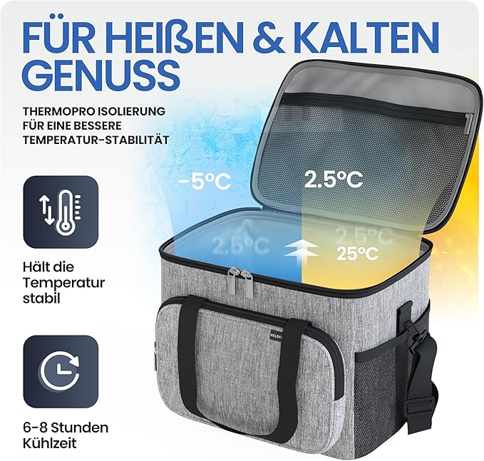 HELDENWERK Grand sac isotherme, pliable, glacière isotherme, sac thermo, étanche et imperméable, sac pique-nique, sac petit déjeuner, sac thermo, sac isotherme - 30 L