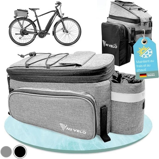 Pannier Bagage pour vélo MIVELO - Imperméable et isolé - 20L - Gris