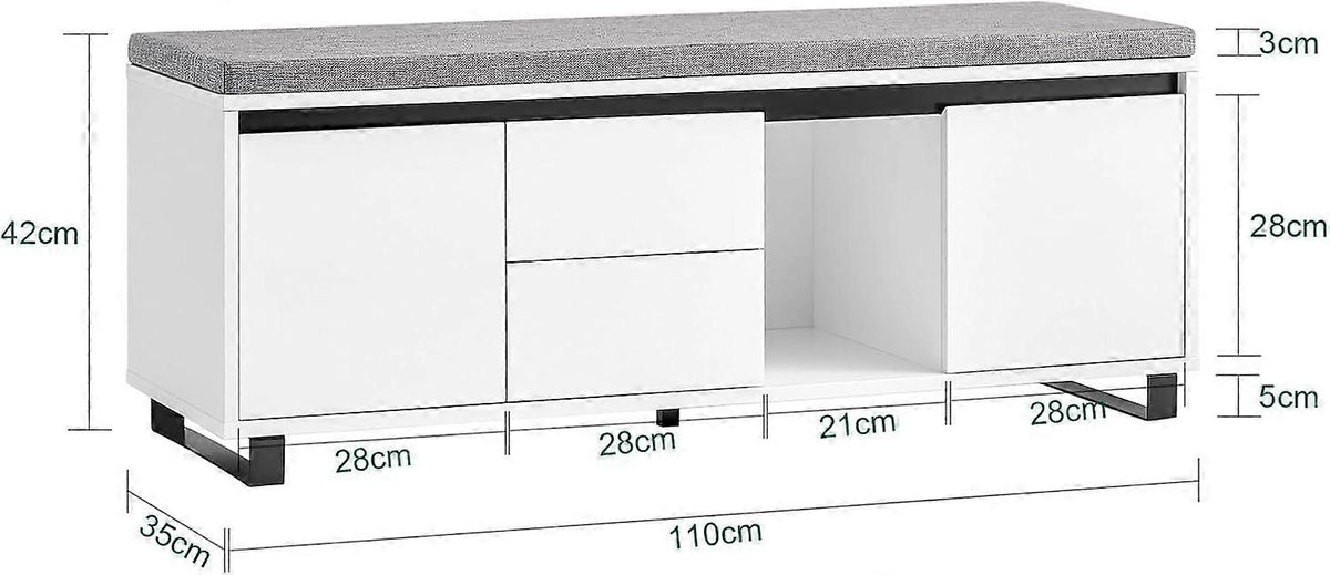 SoBuy Meuble à chaussures - FSR176-W - MDF - Max. 230Kg - 110x35x42cm - Blanc
