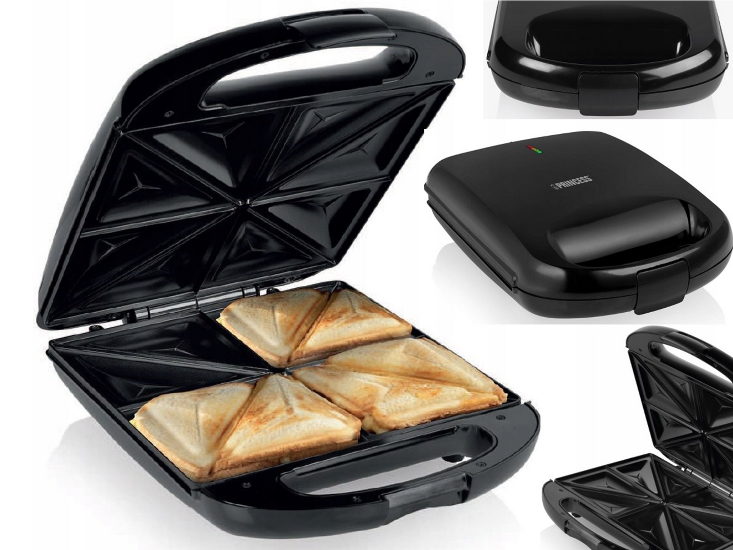 Appareil à sandwichs Princess XL - Grille-pain pour 4 sandwichs - 25 x 22 cm - Noir