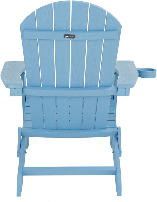 Chaise AXI Claire Adirondack bleue – Chaise de jardin en plastique avec accoudoirs – Pliable – Dossier haut – Chaise de jardin – 84,5 x 77 x 95,5 cm – Durable et résistante aux intempéries