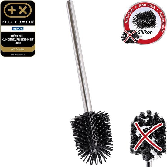 Brosse de toilettes Wenko 8 x 35 cm, silicone/acier inoxydable, noir