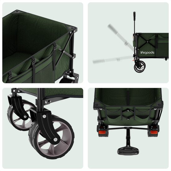 LifeGoods Wagon - XXL - pliable - 300L - 150KG de capacité de charge - vert