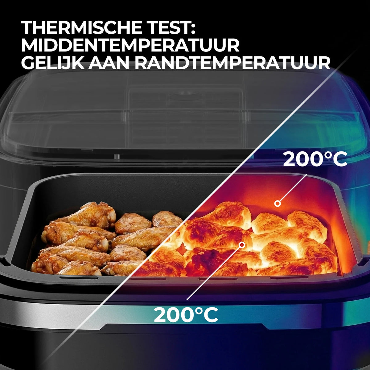 Four à pizza et friteuse à air chaud Rouny 12 pouces 2200 W – 11 fonctions – Double chauffage – Air chaud à 360° – 4,3 L – Noir