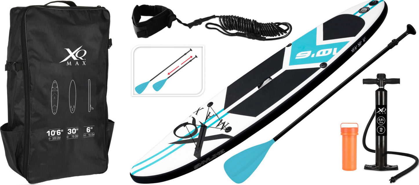 XQ Max Sup board beginners 320 cm - 6-delige set - Blauw Zwart