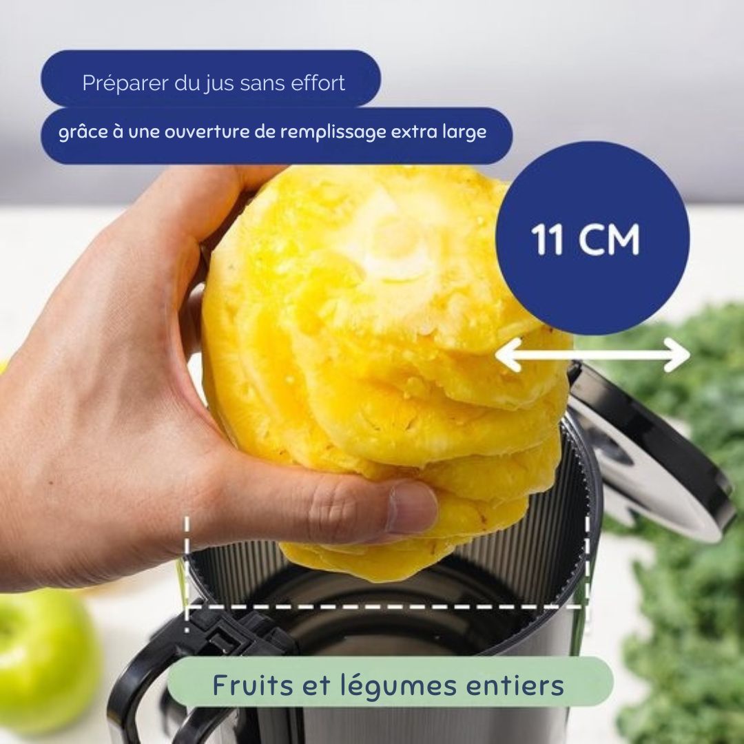 Extracteur de jus lent pour fruits et légumes Safecourt Kitchen - Ouverture de remplissage XXL - Moteur puissant - Noir