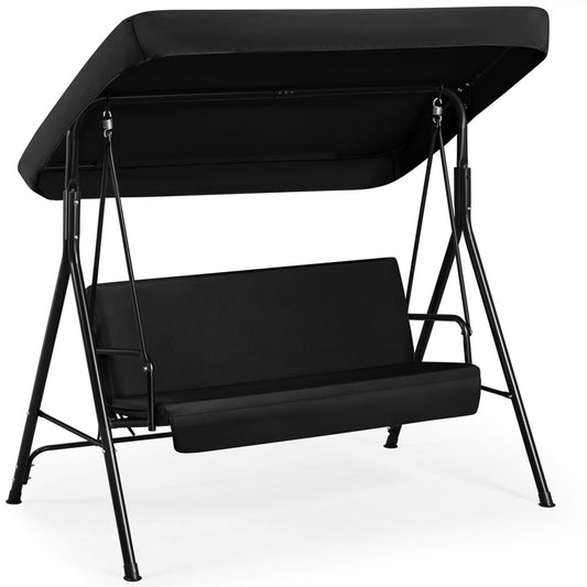 Balançoire Hollywood 3 places Yaheetech avec pare-soleil réglable - 170 x 112,5 x 162,5 cm - Noir