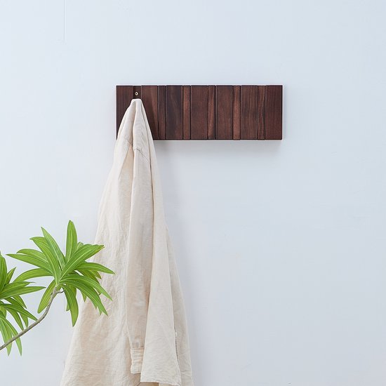 Urban State Porte-manteau Piano - bois foncé - porte-manteau mural - 6 crochets - porte-manteau suspendu - finition noyer