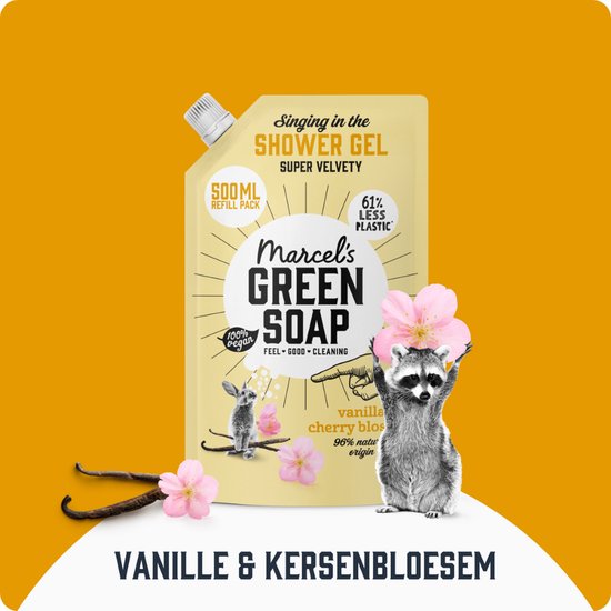 Recharge de gel douche Marcel's Green Soap - Vanille et fleur de cerisier - 6 x 500 ml