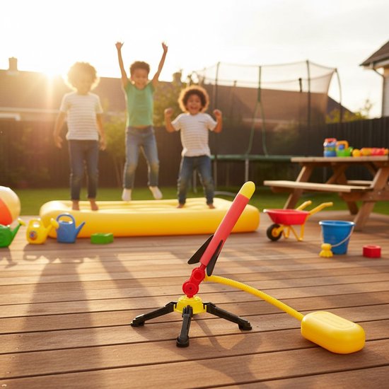Eddy Toys – Fusées jouets – Fusées en mousse avec pompe à air – Kit Stomp Rocket pour enfants – 3 fusées en mousse de 25 cm – Jouets d'extérieur à partir de 4 ans