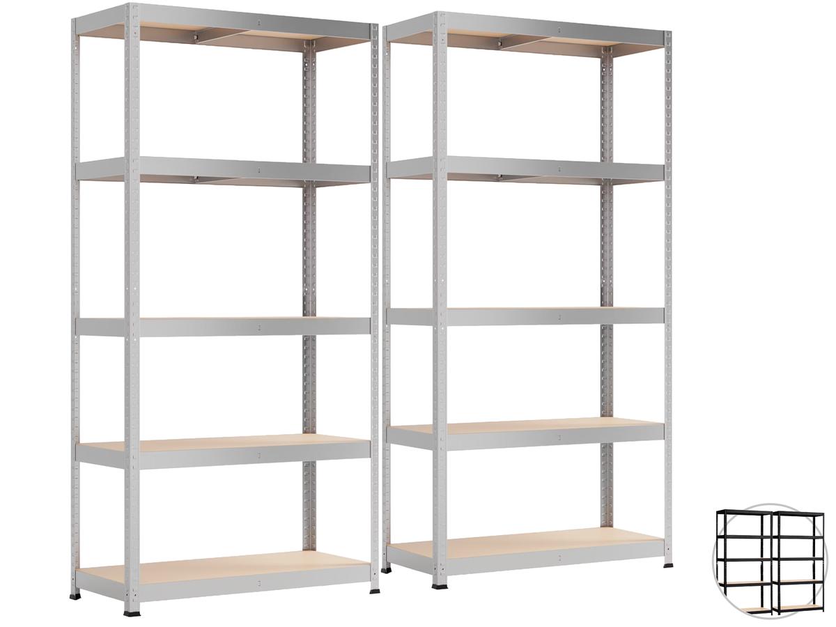 Étagère métallique Metalkas - Acier - Noir - 40 x 90 x 180 cm - Capacité de charge : 175 kg - Lot de 2