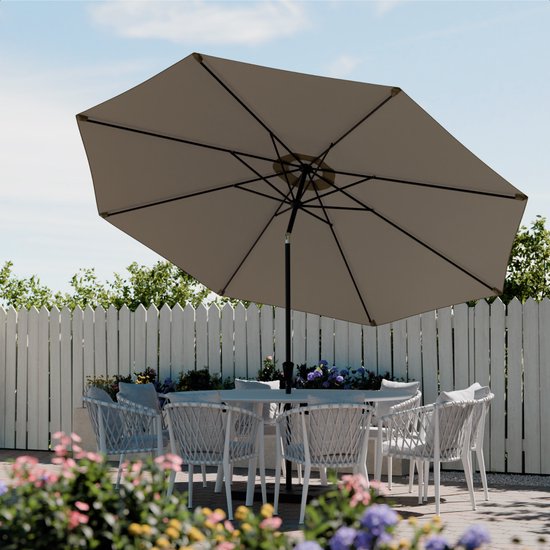 LifeGoods Parasol - Jardin - Ø350 cm - 30° inclinable - Imperméable - UPF50+ - Taupe