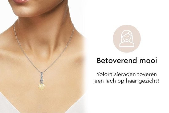 Yolora Collier Femme avec Pendentif - Perle Kalpa Camaka et Cristaux - Argent - Plaqué Or Blanc 18K - Collier Femme Argent - Bijoux - Coffret Luxe - Coffret Cadeau - Coffret Cadeau Exclusif - Bel Emballage Cadeau