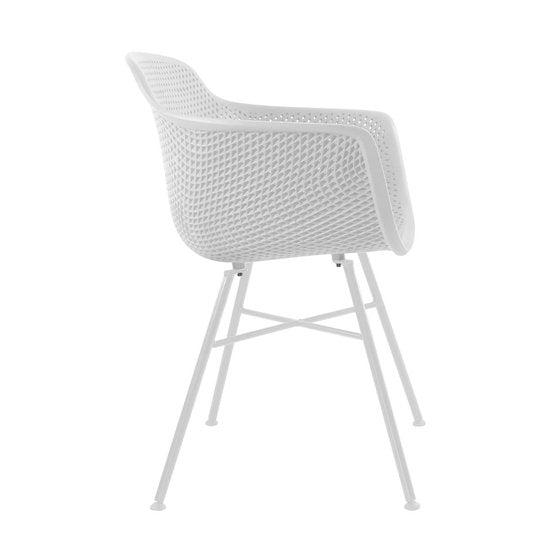 Kick Set de 4 chaises de jardin Indy White - Structure blanche - 54 x 58 x 83 cm