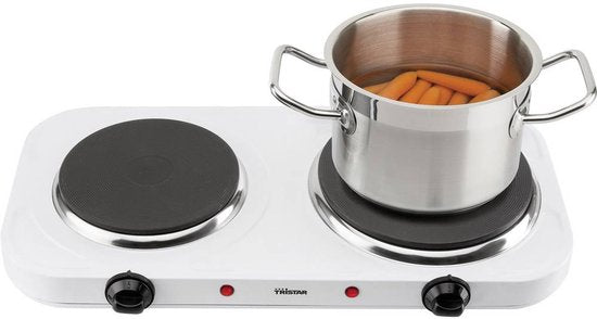 Plaque de cuisson électrique Tristar 2500 W - KP-6245 - 2 zones de cuisson - Autonome - Blanc
