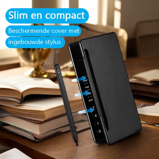 Tech Essentials® Calculatrice scientifique avec bloc-notes numérique et stylo - Noir - Graphique - Grand - Grandes touches - Bureau - École - Étude - Étudiants - Bureau - Écriture - Bloc-notes