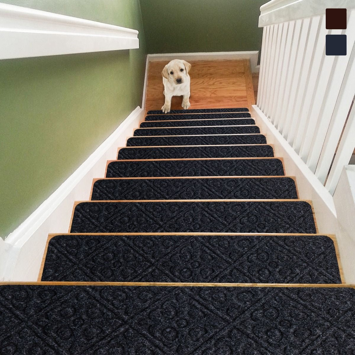 Tapis d'escalier Coast - 15 pièces - 76 x 20 cm - Noir