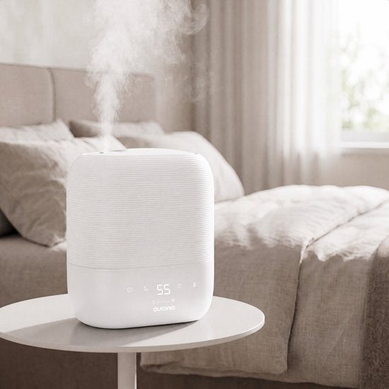 Humidificateur Auronic - 5 L - Convient pour la chambre à coucher, la chambre de bébé, le bureau, le salon et bien plus encore - Humidificateur - Sans BPA - Blanc