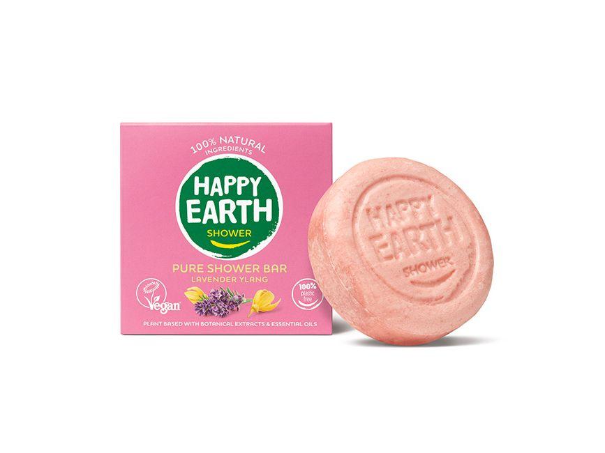 Happy Earth Shower Bar Naturel - Lavande & Ylang-ylang - Lot économique 6 x 90 grammes