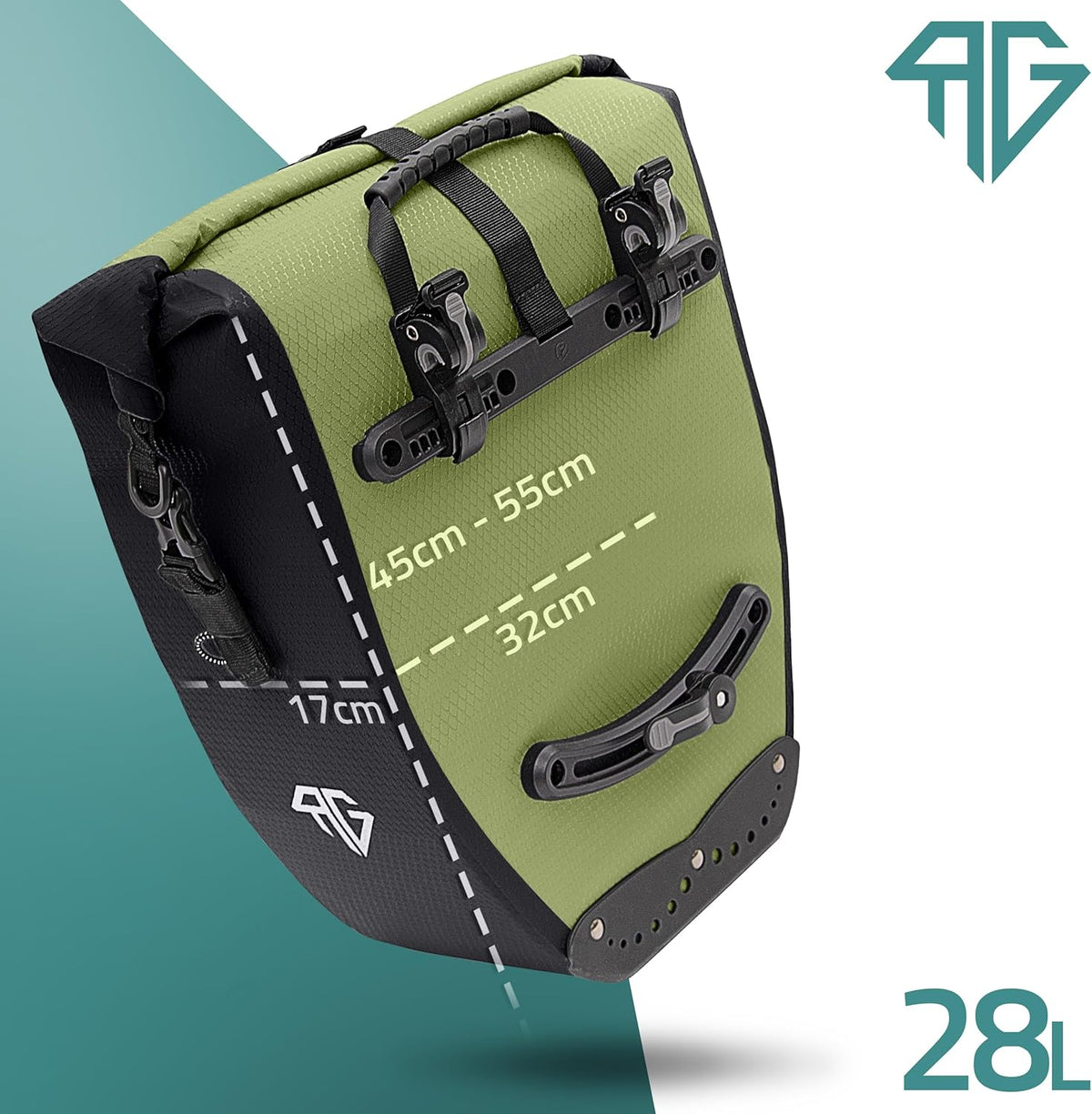 RADGEIST sacoche de vélo pour porte-bagages - 2X sacoche pour porte-bagages - sac à bagages étanche et sac à bandoulière - sacoche de vélo avec réflecteurs