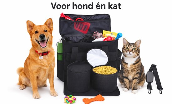 Sac de voyage pour chien – Sac pour chien avec compartiments à nourriture – Sac de voyage – Chien ou chat – 37 x 15 x 30 cm