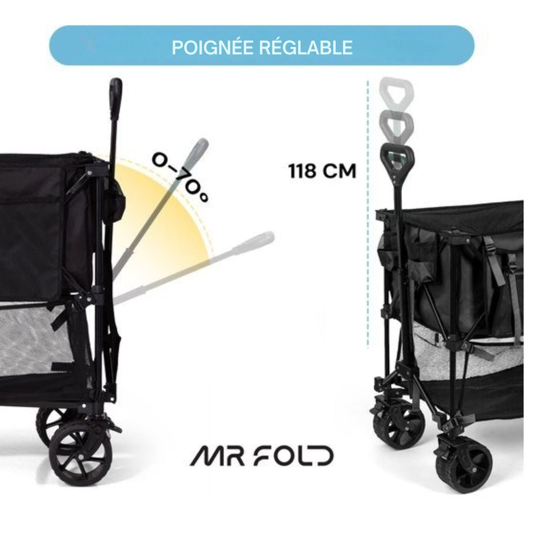 Chariot - Mr. Fold XXL - pliable - 400L - 300KG - roues tout-terrain - noir