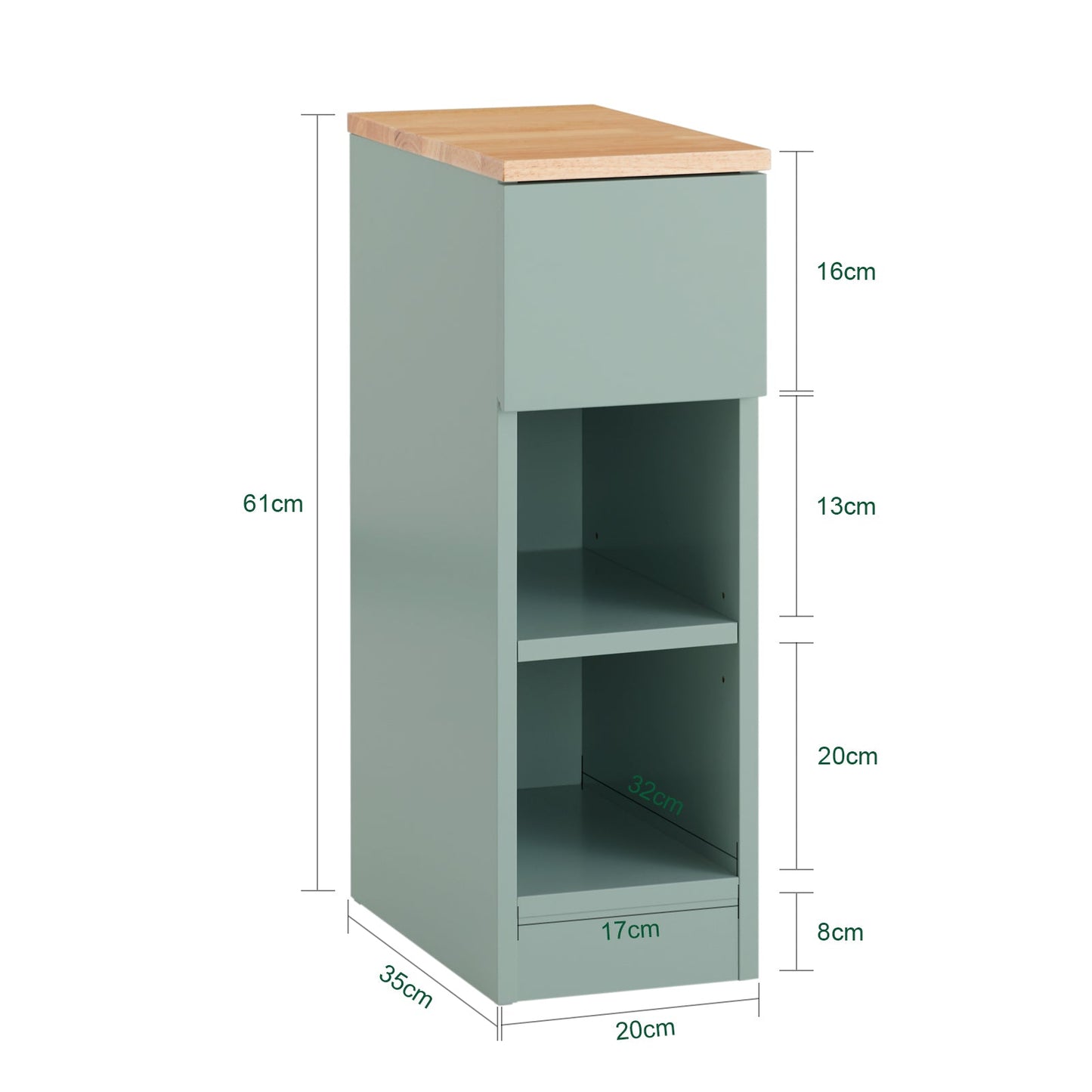 SoBuy FBT111-GR Table de chevet Vert 20x35x60 cm - Table d'appoint compacte avec tiroir