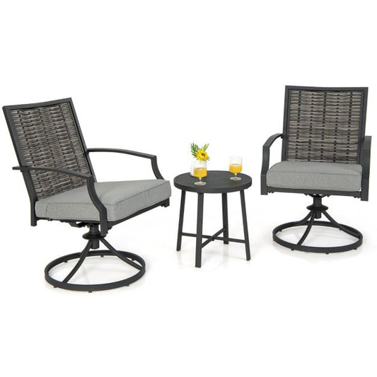 Coast Set de 2 chaises pivotantes - Table basse et coussins d'assise inclus - max. 150 kg - 68 x 60 x 90 cm - Gris