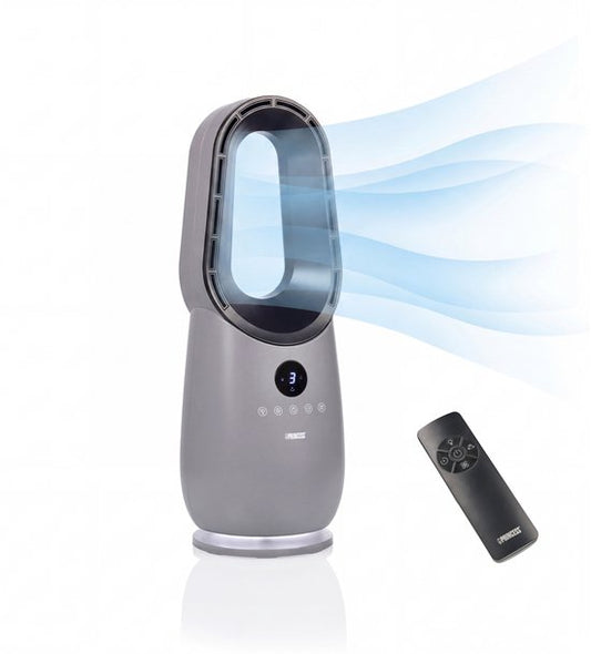 Ventilateur colonne sans pales Princess - 60 W – Ventilateur sans pales puissant et silencieux avec télécommande, minuterie et écran LED – Oscillation à 75° – 3 vitesses – 351582