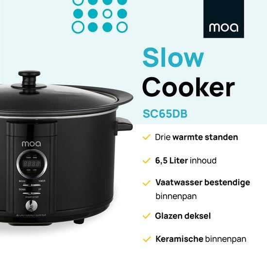 Mijoteuse MOA Digital - 6,5 litres - Noir - Sans BPA - SC65DB