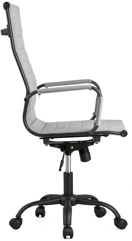 Feel Furniture - Fauteuil de bureau de luxe - Dossier haut - Gris clair avec structure noire mate