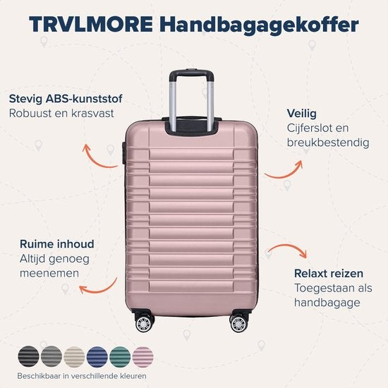 Valise - TRVLMORE - Bagage à main - 54x36x20cm - 38L - Or rose