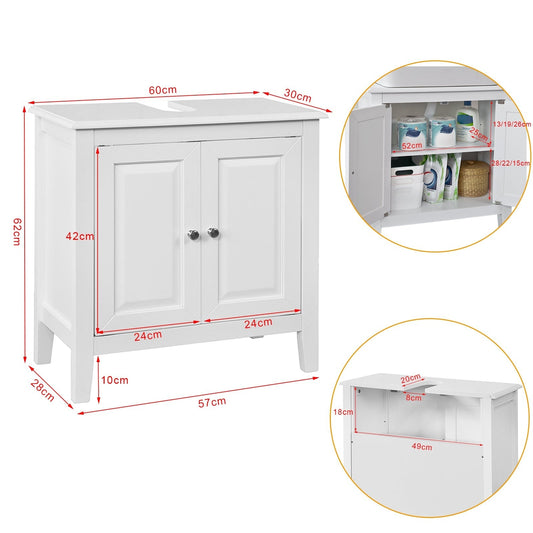 Meuble évier blanc SoBuy, FRG202-W, 2 portes, 70x38x20 cm, Blanc