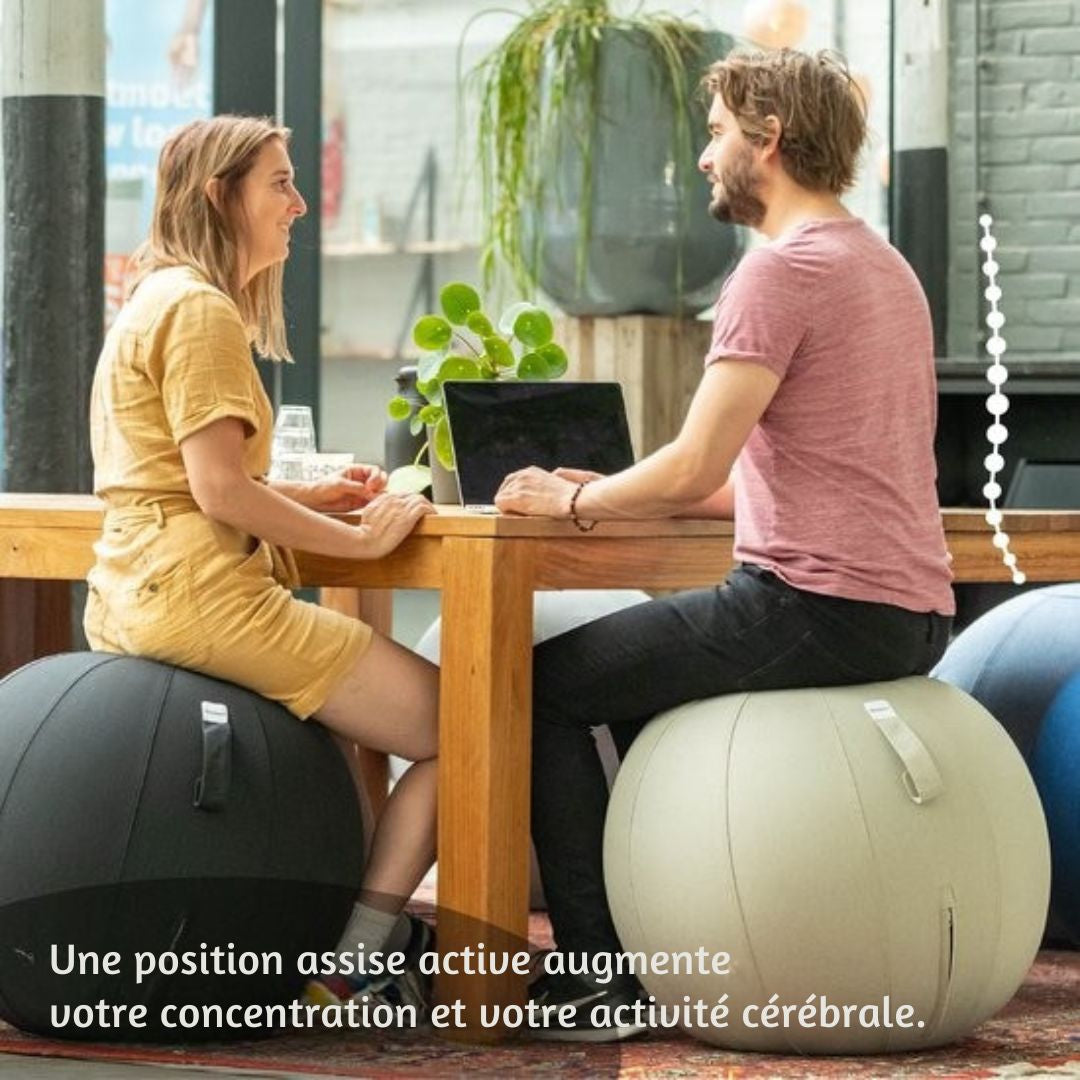 Balle d'assise Backerz® - Housse en lin - Chaise ergonomique de bureau - Noir