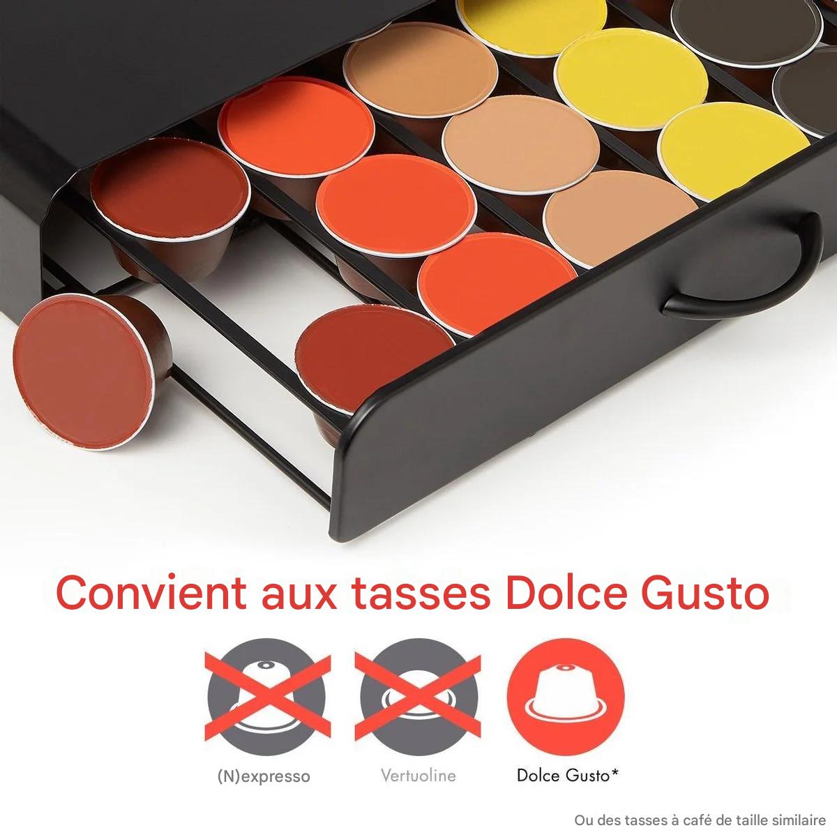 Porte-capsules KitchenBrothers - Avec tiroir - Dolce Gusto - 36 Capsules - Acier inoxydable - Noir