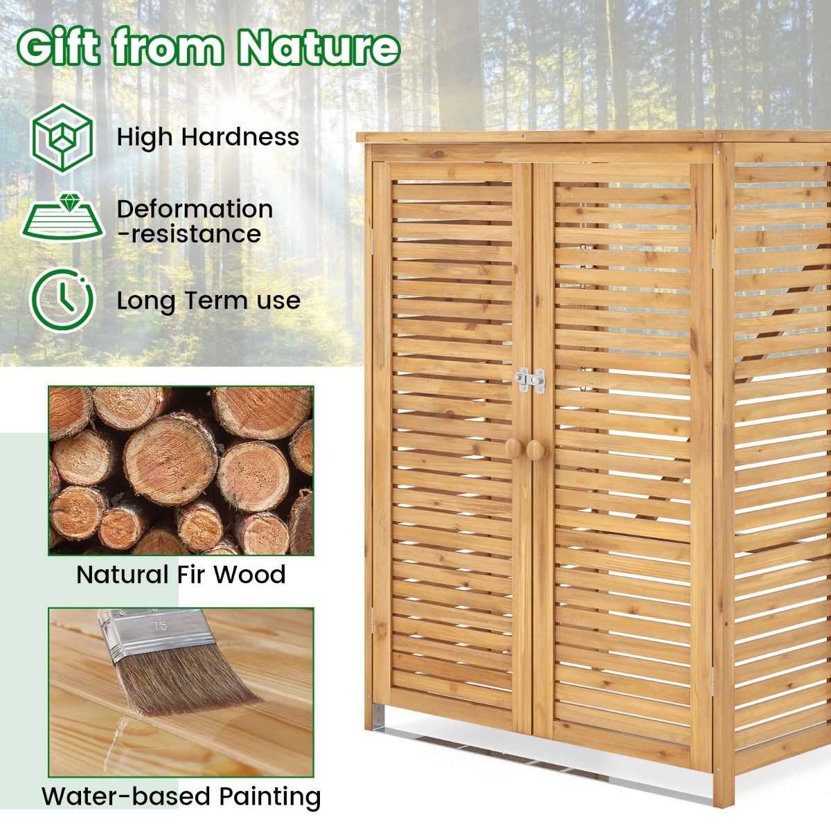 Coast Wooden Waste and Tool Storage 120L for Outdoors - Natural - 86 x 70 x 114 cm