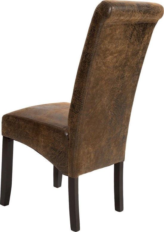 tectake® - Chaises de salle à manger - 2 pièces - aspect cuir de daim marron - 401596