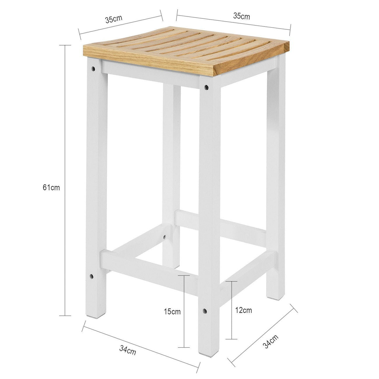 SoBuy FST29-WNx2 Tabouret de bar set of 2 - Max. 100 kg - 35 x 35 x 61 cm - Blanc/ Brun