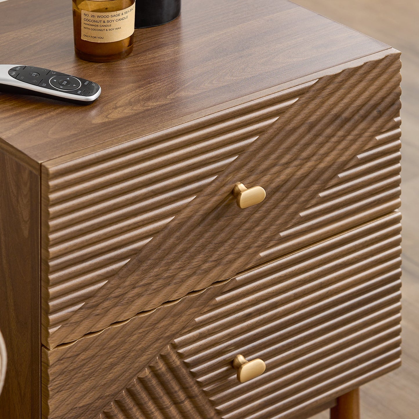 sobuy table de chevet vintage 2 tiroirs - marron - 45 × 40 × 58 cm