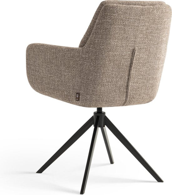 Furnihaus Chaise de salle à manger pivotante Milou avec accoudoir Taupe