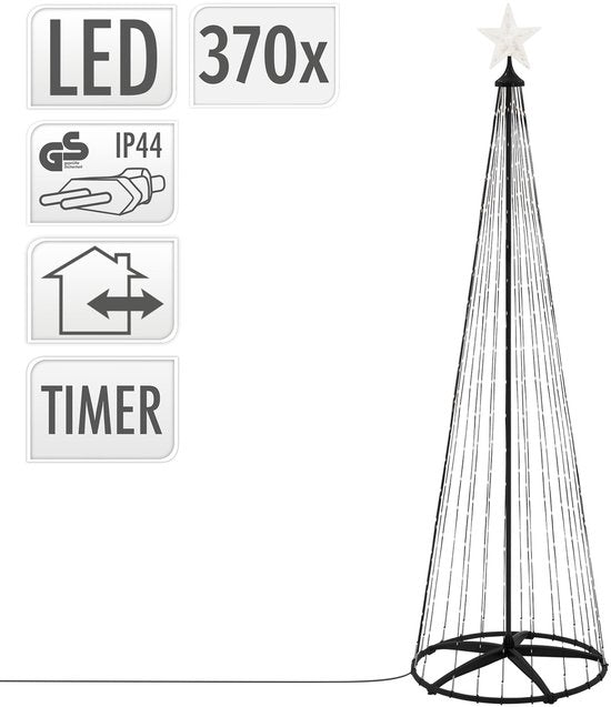 Décoration de Noël extérieure LED 210 cm avec 370 LED blanc chaud