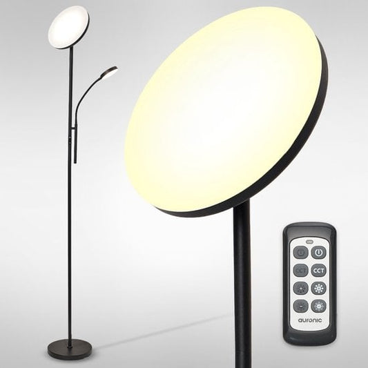 Lampadaire LED moderne Auronic -Lampadaire sur Pied  - 181cm - LED -Super Lumineux -  télécommande - chambre salon - Noir