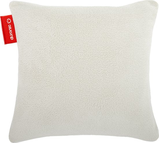 Auronic Heat Pillow - Sherpa Fleece - 45x45 - Sans fil - Rechargeable - Oreiller électrique - Infrarouge - Blanc