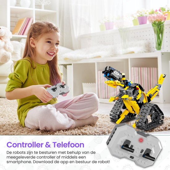 Qualitá® 3 in 1 Robot Construction Kit - Jaune - Jouets Robot pour Enfants - Interactif - STEM & Educational Toys - De 7 à 9 ans - Garçons - Programmable & Contrôlable