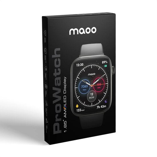 Maoo ProWatch AMOLED Smartwatch Femme et Homme - Bracelet milanais et 3 bracelets en silicone - Podomètre - Moniteur de fréquence cardiaque - Moniteur de pression artérielle - Moniteur de sommeil - Multisport - Convient à Android et iOS - Or rose