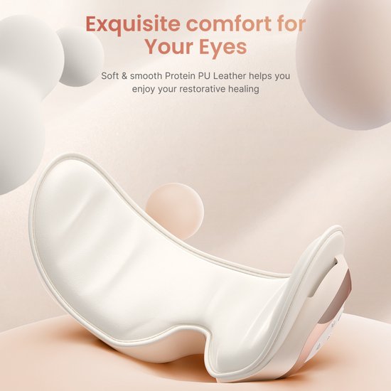 Appareil de massage pour les yeux RENPHO Eyeris 3 - Pour le contour des yeux et les tempes - Fonction chaleur et option rafraîchissante - Avec commande vocale et Bluetooth - Différentes intensités - Or rose
